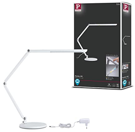 Paulmann 78911 LED Schreibtischleuchte FlexBar White Switch Tunable White incl. 1x10,6 Watt dimmbar Assistenzleuchten Weiß Tischleuchte 3000 K