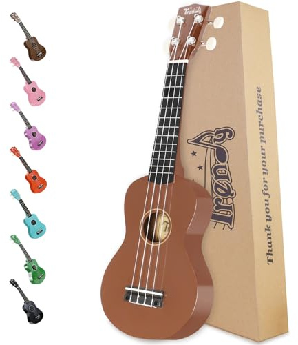 Trendy Soprano Saint Patrick's Day Ukulele for Beginners 21 Inch Hawaiian Wood Ukuleles for Adult Student Starter Four Strings Guitar (Brown)