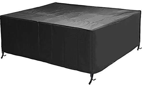 Ferocity Abdeckhaube für Gartenmöbel 200 x 160 x 72 cm, Atmungsaktiv für Tisch und Stühle Wasserabvaisend Winddicht Schutzhülle Gartentisch Abdeckung Schutzhülle Gartentischabdeckung Schwarz [131]