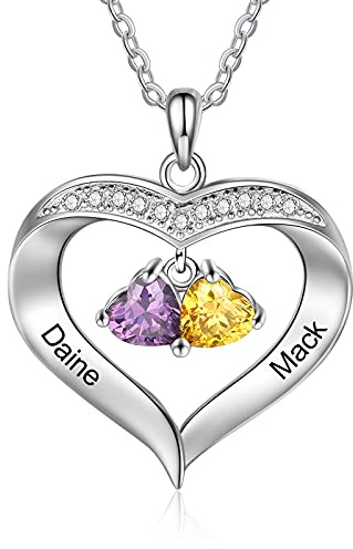 ALBERTBAND Personalisierte Kette Silber 925 kette Damen Herz Anhänger mit Namensgravur Mutter Tochter Kette Geschenk zum Muttertag Valentinstag Weihnachten