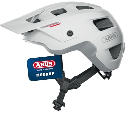 ABUS MTB-Helm MoDrop - robuster Fahrradhelm mit guter Belüftung für Mountainbiker - individuelle Passform - für Damen und Herren - Weiß Matt, L