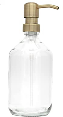 A Good Smile DIY Glas Seifenspender Edelstahlspender 500ml mit Aufkleber zum selbst gestalten Klarglas/Gold
