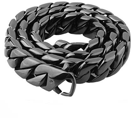Daesar Herren Halskette 60CM ohne Anhänger, Panzerkette Edelstahl Kette Biker Schwarz für Jungen Männer