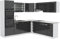 Vicco cucina angolare completa R-line, Antracite lucido/bianco, 237 x 247 cm, PL Marmo