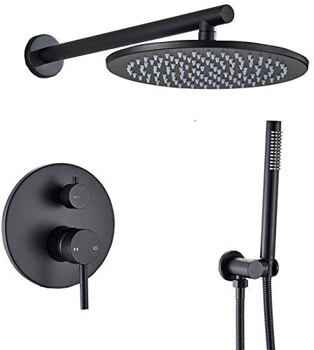 Shower System New Matte Black Shower Faucet Brass 2 Function Cold And Hot Shower Set Wall Mounted Bathroom Faucet,12 Inch (12 Inch) good