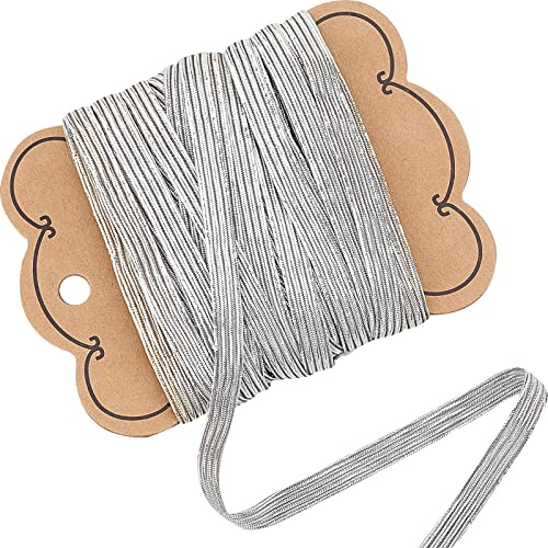 GORGECRAFT 20 Yards 1/4 Pouces Plat Tressé Bande Élastique 6mm Large Argent Cordons Élastiques Bande Mince Ruban pour Couture Artisanat Jupe Ceinture Robe Confection de Vêtements Mercerie