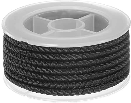 sourcing map Nylon Thread Twine Beading Cord 4mm Extra-Strong Braided Nylon Crafting String for Bracelets Jewelry Making DIY Crafts 3.2M/10.5 Feet, Black