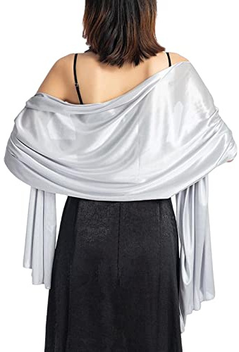 Atigy Stola für Abendkleid Seide Satin Schals und Tücher Elegante Hochzeits Schal Stola für Damen Festlich