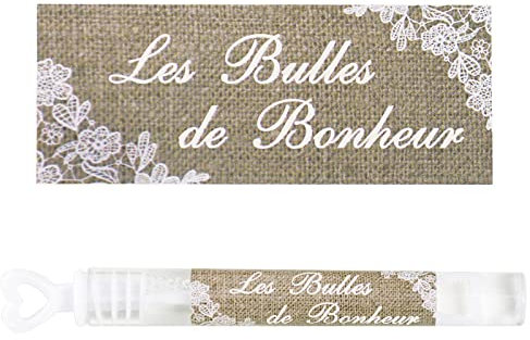 50Pcs Bulles Stickers Mariage Romantique Etiquette Adhésive Imperméable Autocollant Bouteille Bulle Savon Flacon Décoration Bulles Bonheur Fête Anniversaire Fiançailles Baptême Communion Couleur Jute