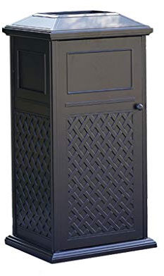 UPJAKS Poubelle Cuisine Trash Can Garbage extérieur Peut en Fonte d'aluminium Recyclage Bin Tri Container Organisateur for Hôtel Patios Cuisine Noir Corbeille à Papier
