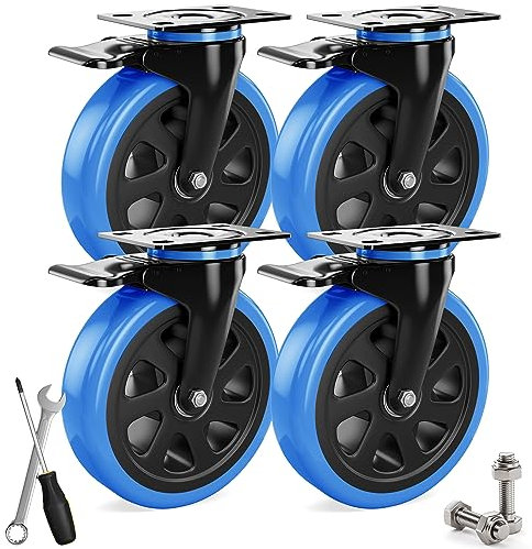 Asibaade Schwerlastrollen 160mm Lenkrollen bis zu 800KG Tragbarkeit 360° Drehung für Möbeltransport & Industrietransport Schwarz-Blau