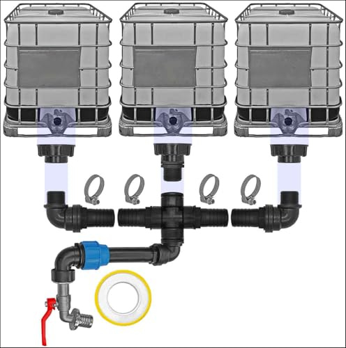 IBC Container Regen Wasser Tank Verbinder Kupplung Set15 - Ausführung für 3 IBC Tanks S60x6 + Kugelhahn5 Pos.2