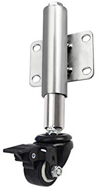 Lenkrollen Federtorräder, Hochleistungs-Stoßdämpfer-Drehrolle, 40-mm-Lenkrollen, geräuschloses Rad, für Möbeltischwagen, höhenverstellbar 60 mm, Tragfähigkeit 5 (Polyurethan-Bremse)