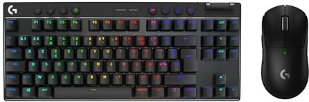 Logitech G PRO X SUPERLIGHT 2 LIGHTSPEED souris gaming sans fil, recharge USB-C, PC et Mac + PRO X TKL LIGHTSPEED clavier gaming sans fil, sans pavé numérique, touches en PBT (Français AZERTY) - Noir