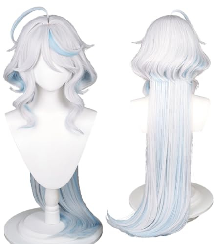 Perruque de cosplay anime, perruque Genshin Impact, avec deux bonnets de perruque, pour Halloween, fête, etc. (Furina Cosplay)