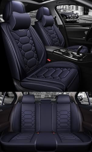Eunncu Autositzbezüge komplettes Set Universal in Stylish Design | Schonbezüge für Vordersitze und Rückbank | Auto Sitzbezüge Airbag Kompatibel | Premium Wasserdicht Sitzbezug, Schwarz