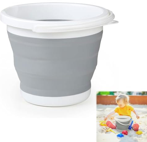 Secchio Pieghevole, Vasca Pieghevole Per Stoccaggio Compatto, Secchio Pieghevole in Silicone, Secchio Portatile Acqua, Secchio Pieghevole in Plastica, per Pulizie Bucato Campeggio Pesca, 3L, Grigio