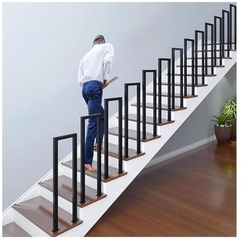 YFSJJ Schwarz U-FöRmiges TreppengeläNder,Rutschfester Sicherheits-Haltegriff für Kinder/Ältere,Modernes Dekoratives Geländer für Eingang,Korridor,Villa(Size:U - 85cm,Color:Schwarz)