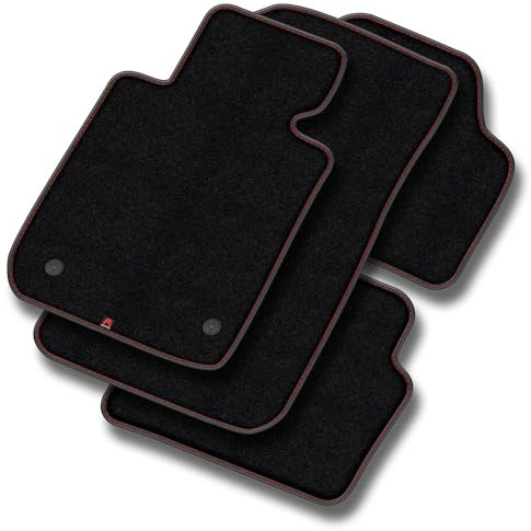 SMK Velours Premium fussmatten Auto passend für Volvo C30 2006-2012 - Premium, Leder, Rot fußmatten Auto - Erleben Sie neuen Fahrkomfort mit einem Velours- Auto fußmatten Satz für Ihr Auto