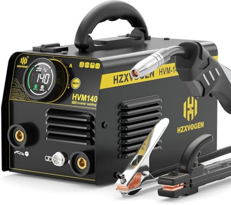 H HZXVOGEN 140A MIG Welder, 110V/220V Flux Core Welder, Lift TIG, Stick 3 in 1 Portable Welder Machine IGBT Inverter LED Digital Display
