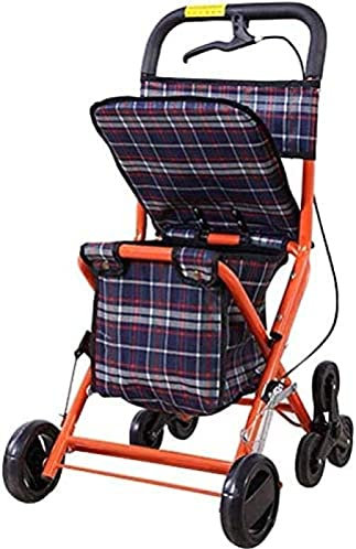 Leichter Rollator, tragbarer Gehhilfe mit Sitz, Gehgestell, Hilfswagen mit Tasche, Einkaufswagen, Kinderwagen, Roller, zusammenklappbar, Doppelbremssystem, 4 Räder