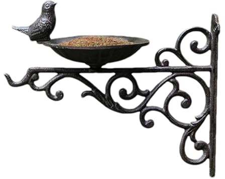 Vogeltränke zur Wandmontage | Dekorative Vogelfutterstation | Gusseisen Gartenornamente | Outdoor Vogeltränke Halterung Wandmontage Vogelfutterstation Dekorative Wand Vogelfutterstation Gusseisen