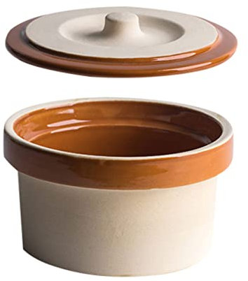 COLLBATH Pentola Di Ceramica Per Zuppa Con Coperchio Ciotola Per Stufato e Cottura Al Vapore Per Uova e Altri Alimenti Design Vintage e Materiale Resistente Adatta Per Cucina Domestica