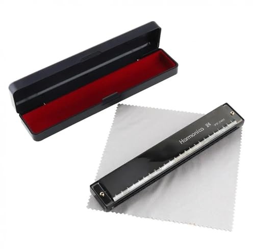 Mundharmonika Schwarz matt 24 Löcher 8K Titan Mundharmonika Tremolo Ton KeyC Harfe Mundharmonika Musikinstrumente