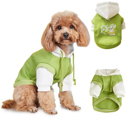 Hundebekleidung Hund, FainFun Hunter Hundepullover, Hunde Weihnachtspullover, Chihuahua Kleidung, Schützt das Gesicht Ihres Hundes oder Ihrer Katze, mit Schlepplöchern (Weiß Grün, L)