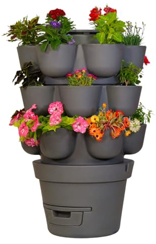 Moutta | WORMgarden Gris 3 jardinières | Jardin Potager Vertical avec lombricomposteur intégré | Cultivez Vos Fruits et légumes | Créez Votre Potager et recyclez Vos déchets | Keyhole Garden