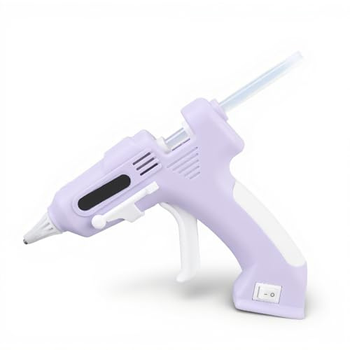 Hot Glue Gun Kit with 10 Glue Sticks, Fast Preheating Hot Melt Gun, Rechargeable Glue Gun for School Crafts DIY Arts and Quick Home Repairs (Purple)