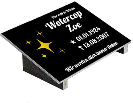 Grabplatte mit Inschrift aus Granit, personalisierbar Gedenktafel für Urnengrab, Grabstein für 1-2 Pers., Urnengrabstein N25 (20x30cm mit Stützen)