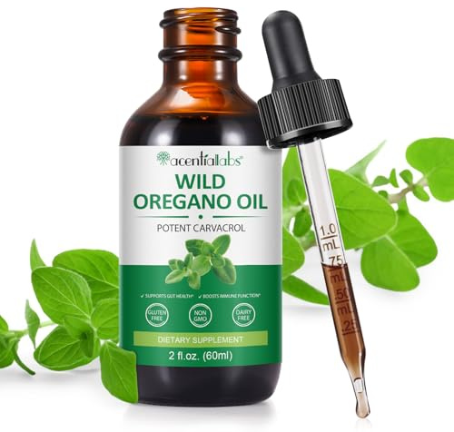 Oregano Oil 60ml Natürliche - Oreganoöl TropfenI mit +Carvacrol，Wasserdampfdestillation gewonnen，für maximale Reinheit und Konzentration