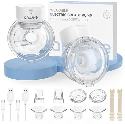 ANWIKE Tiralatte elettrico doppio, ultra leggero, 230 g, senza dolore, per guida e viaggi, silenzioso, 40 dB, 4 modalità, 9 livelli, pompa elettrica a mani libere con flange da 19/21 mm
