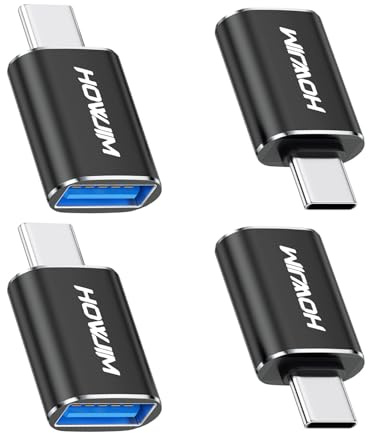 HOWJIM USB C auf USB Adapter 4 Stück,10Gbps USB 3.2 auf USB C OTG Adapter | 3A Schnellladen,Typ-C Stecker auf USB A Buchse Adapter für M-ac Notebook Pro/Air Phone 17/16/15 Pad G-alaxy Laptop Schwarz