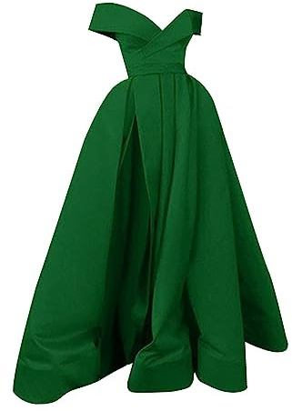 Generisch 2025 Vestido de gasa para mujer, estilo retro de verano, cuello bajo, cuello en V, ajuste de boda, color liso, mangas elegantes, verde, M