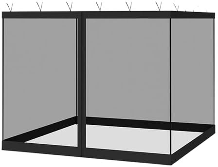 10×10FT Ventilated Sunshade Anti-Gnat UV-Resistant Mesh, 4 Panels Mosquit0 Net Gazebo Sunshade UniversalReplacement Anti-Mosquit0 Side Wall Black Fly Net 4 Pieces Mesh Screen For Courtyard Outdoor