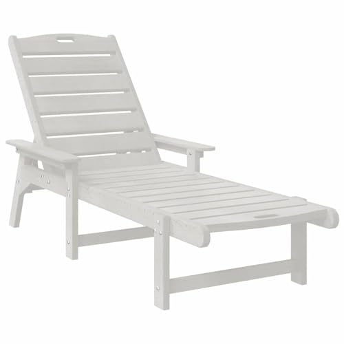 vidaXL Sonnenliege Weiß 195,5 x 53 x 98,5 cm HDPE, Verstellbare Sonnenliege, modernes Outdoor-Möbel, schicker Gartenstuhl, wetterfestes Terrassenmöbel