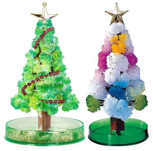 2 Stück Mini Weihnachtsbaum, Magischer Weihnachtsbaum, Magischer Papier Baum, DIY Kristalle Züchten, Kreatives Spielzeug, Basteln Weihnachten, Mini Wachsender Weihnachtsbaum Dekoration