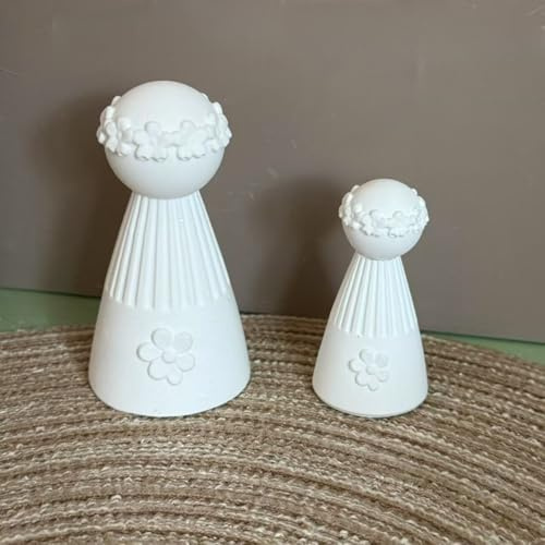 Skeadex Silikonformen Gießformen Engel, 2 Stück 3D Silikonform Engel mit Blume Kranz Gießformen Silikon Weihnachten Gipsform zum Gießen Giessformen Silikon Weihnachten Silikonformen Engel (A)