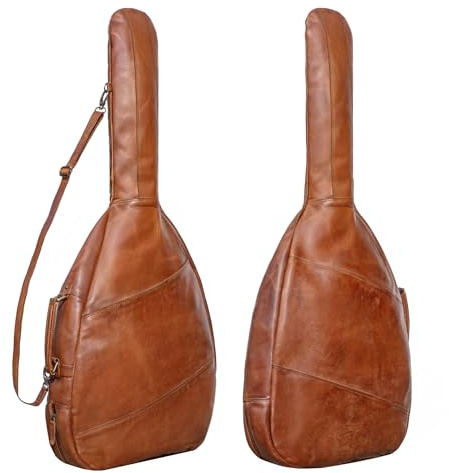 STILORD 'Elvis' Funda Premium de Cuero para Guitarra Clásica y Acústica 4/4 de 39, 40 y 41 Pulgadas Estuche Acolchado Resistente al Agua para Guitarras de Concierto, Color:Brandy - coñac