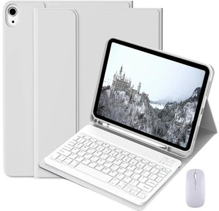 Custodia con tastiera per iPad 9,7 pollici 6a generazione (2018), 5a generazione (2017), Air 2 (2014), tastiera Bluetooth wireless magnetica rimovibile, custodia sottile con porta penna