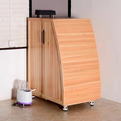 TT-YEC Grande Sala Sauna in Legno con Motore A Vapore da 2,8/8L, Scatola di Sauna Singola A Ruota, Kit Box Sauna per Il Corpo, Spa di Casa Personale per Rilassamento,2.8l