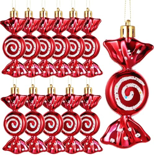 Weihnachtsbaum SüßIgkeiten Anhänger, 12pcs Christbaumschmuck Bonbon, Weihnachten SüßIgkeiten Deko, Weihnachtsbaum Deko Bonbons, Weihnachtsdekorationen, SüßIgkeitenkranz-Ornamente(A)