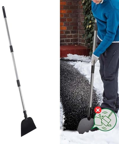 Jiawu Schnee-EIS-Häcksler, Effektive Outdoor-Gartenreinigung, Flache Schaufel für Gehwege, Einfahrten und Straßen für Alle Jahreszeiten, Metall-Stahl-Material