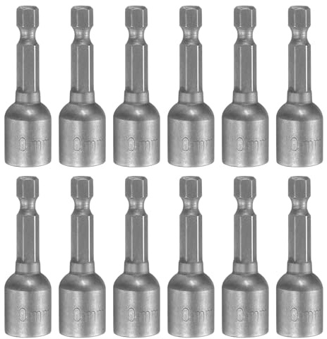 QUARKZMAN 12 Pz 1/4 Vástago Hexagonal 10mm Casquillo Hexagonal Magnético | 48mm Longitud Acero CR-V Casquillo Impacto Liberación Rápida, Juego Fijadores Tuerca, Para Taladro Impacto