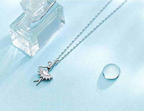 LYGBAOFUL S925 Silverhalsband Kvinnlig Sun Style Sweet Ballerina Girl Halsband Hänge Temperament Nyckelbenskedja, S925 silverhalsband, som visas