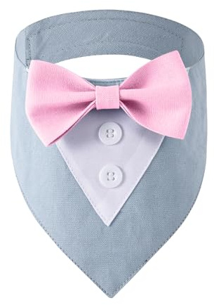 XAGMODSHN Elegant Dog Neckerchief Bowtie Bandana with Suit Designs Soft Breathable Adjustable Cats Collar for Party Gathering Bandana