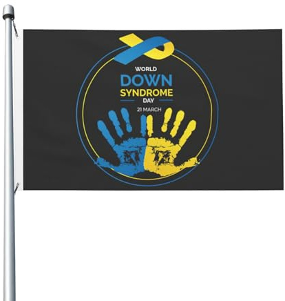 Flagge zum Welt-Down-Syndrom-Tag, doppelseitig, für den Außenbereich, Gartenflagge mit Messingösen, 3 x 5 Fuß