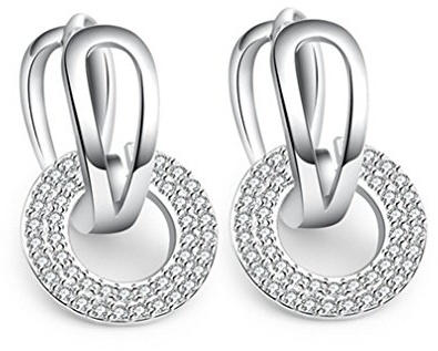 Boowhol dam retro öronsmycke fällbar kreolska runda kreoler kristaller zirkon örhängen örhängen 925 sterlingsilver